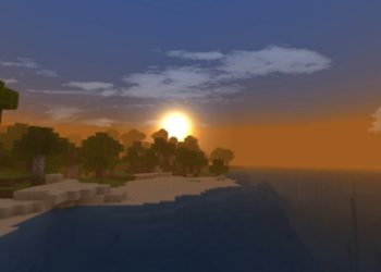 Sunset from Render Dragon Shaders for Minecraft PE