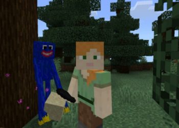 Steve and Monster from Huggy Wuggy Texture Pack for Minecraft PE