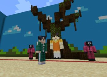 Steve and Doll from Squid Game Map for Minecraft PE