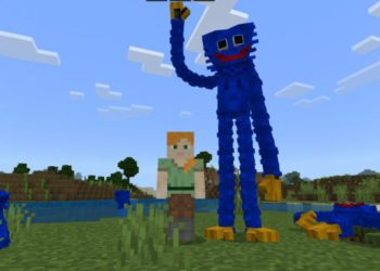 Steve and Huggy Wuggy from Poppy Playtime Mod Minecraft PE