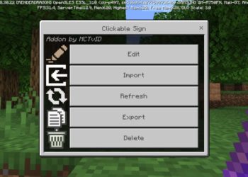 Menu from Signs Mod for Minecraft PE