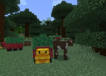Sniffer and Cow from Sniffer Mod for Minecraft PE