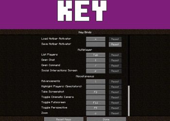 Key Binds from Optifine HD Mod for Minecraft Java