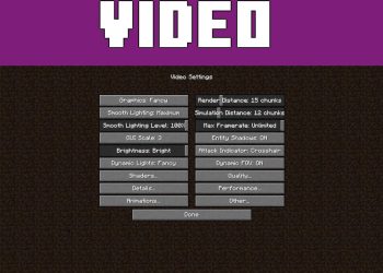 Settings from Optifine HD Mod for Minecraft Java